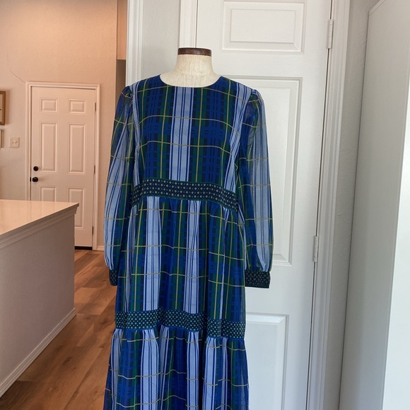 GRETCHEN SCOTT campbell plaid tiered midi dress - Picture 9 of 12